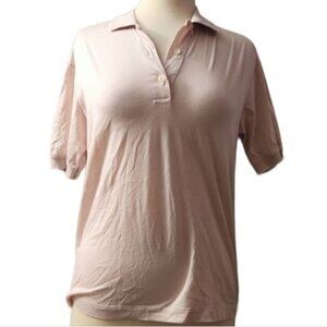 Como Sport by Cobra Golf Medium 100% Cotton Pink White Striped Polo Shirt